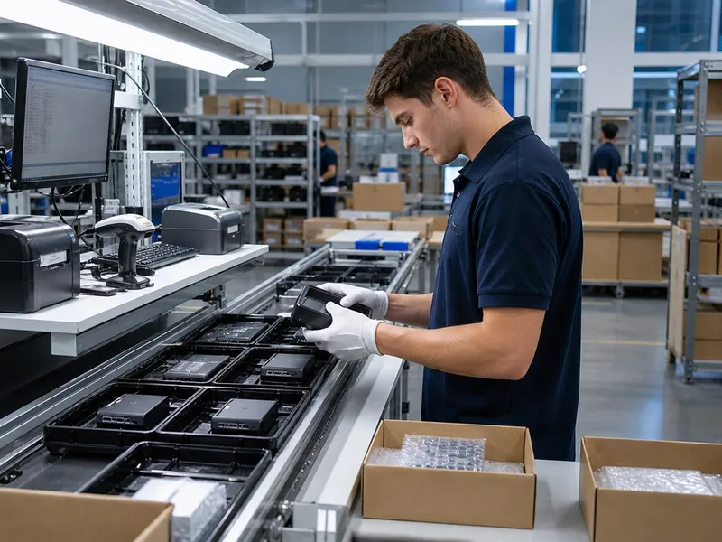 Electronics packaging and traceability line